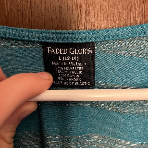 Flare out teal & silver striped tee - Picture 3 of 6